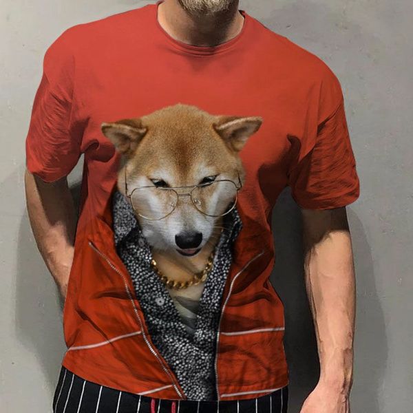 

men's t-shirts summer 2021 animal 3d printing fun t-shirt short sleeve top, White;black