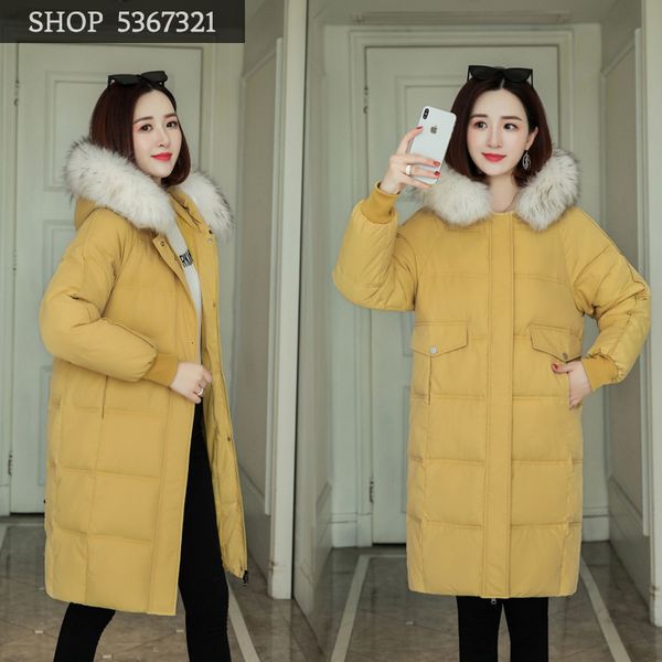 

woman 2019 long fund overknee thickening keep warm self-cultivation will code winter down cotton suit-dress loose coat tide, Black