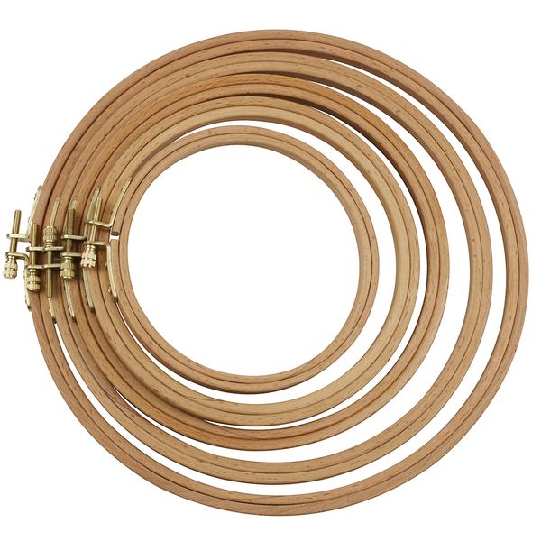 

haofa 5pcs 13cm15cm18cm20cm23cm embroidery quilting hoops wooden round cross stitch embroidery hoops, Black