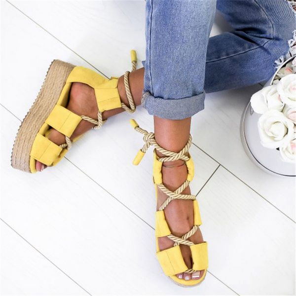 

2020 new torridity women female beach shoes lace-up heel comfortable rope drop shipping, Black