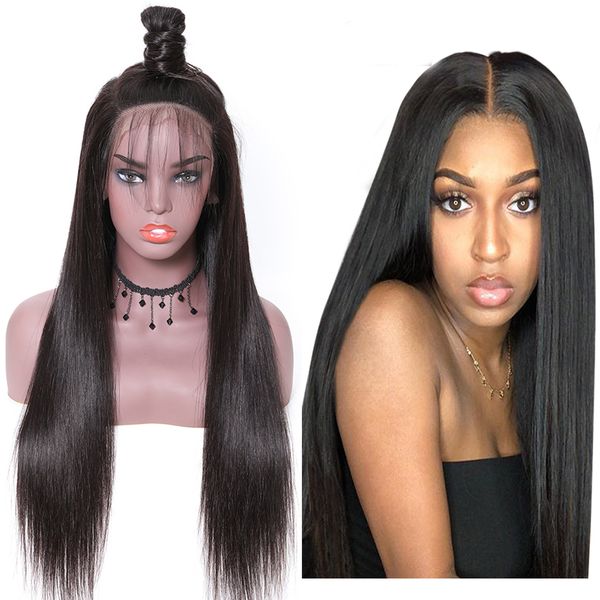 

перуанский индийского прямого парик фронт шнурка remy 360 lace фронтальной парик 150% плотность 13x4 / 13x6 малазийского straight фронт шнур, Black;brown