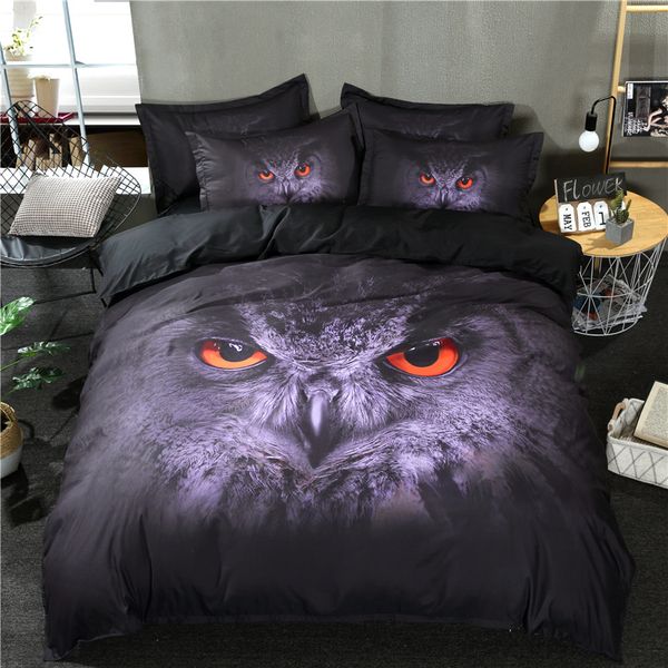 

wensd drop shipping black cat black and owl three-piece set bedclothes printed animal 3d duvet cover set super soft bed