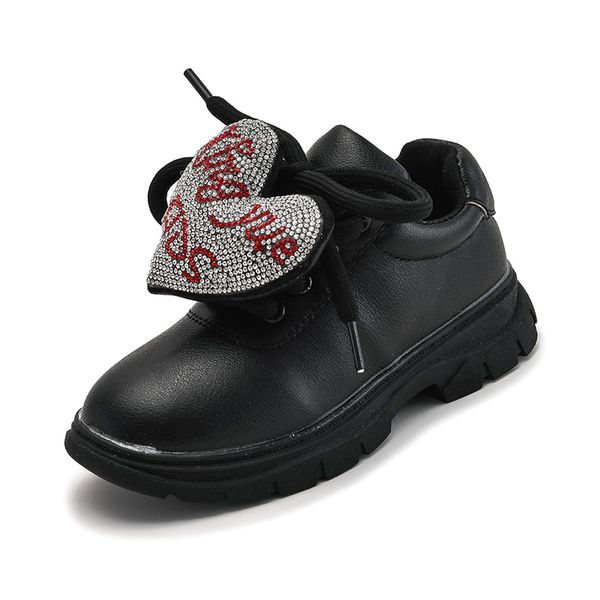 

принцесса обувь детей девушка вскользь кожаные ботинки с прекрасными сердцами rhinestone мокасин сплошного цвета осень зима ss025, Black;red