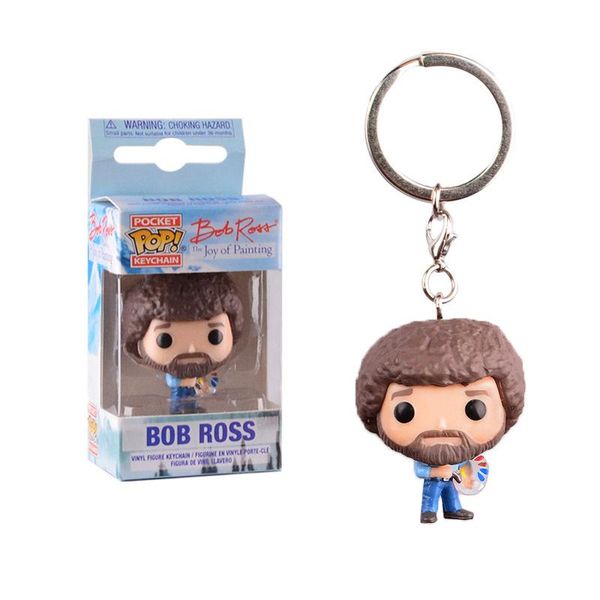 

nicegift funko pocket pop keychain - bob ross cartoon vinyl figure keyring with box toy gift good quality christmas