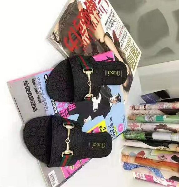 

fashion style oqg gucci arrival flip flops fashion slippers men women summer beach slipper casual sandals scuffs shoes, Black