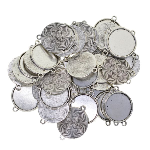 

50pcs necklace pendant setting cabochon cameo base tray bezel blanks fit 25 mm cabochons jewelry making findings, tibetan silver, Black