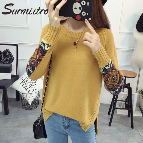 

surmiitro appliques long sleeve jumper female 2019 casual korean autumn winter knitted sweater women tricot pullover, White;black
