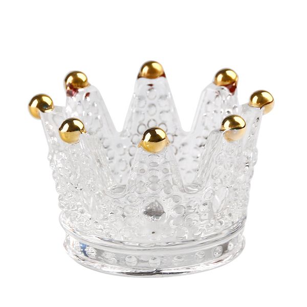best selling Wedding party decor superior quality handmade artifical crystal glass crown candle holder Home decoration Jewelry ring storage cup DHL