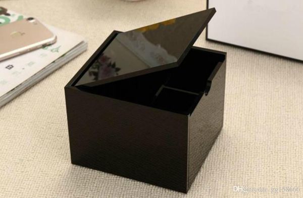 

new 2019 classic high-grade acrylic cotton storage box cosmetic multifunctional famous storage cotton swab with sign box, Black;white