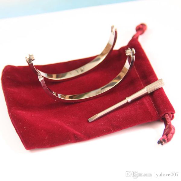 

titanium steel love bracelets for women rose gold/silver/gold screwdriver bangles men charm screw bracelet couple jewelry with original bag, Black