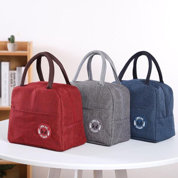 

solid color waterproof lunch bag portable zipper lunch bags women student lunch box thermo bag office school picnic cooler bag dbc bh3098
