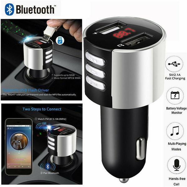 

fm transmitter modulator dual usb bluetooth car radio adapter usb charger mp3 player quick charge