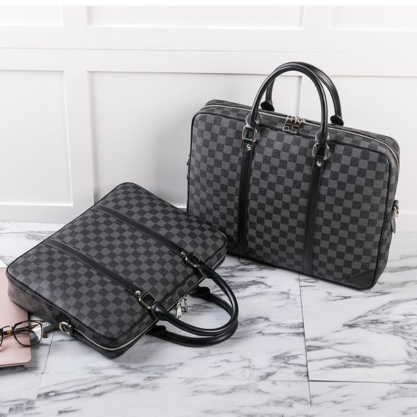 

europe and america check pattern business briefcase men messenger bag travel lapbag leather briefcase male