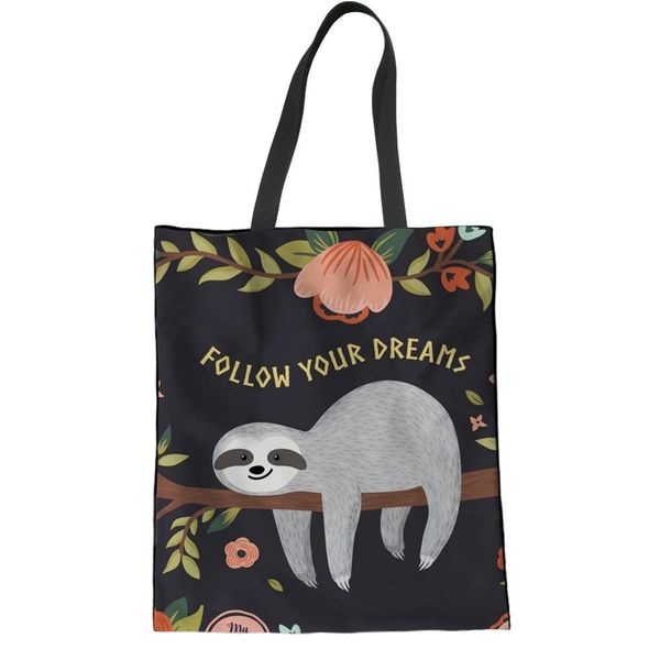 

handle bags for women fun sloth 3d printed handbags women bags designer casual canvas linen tote bag ladies hand 2019