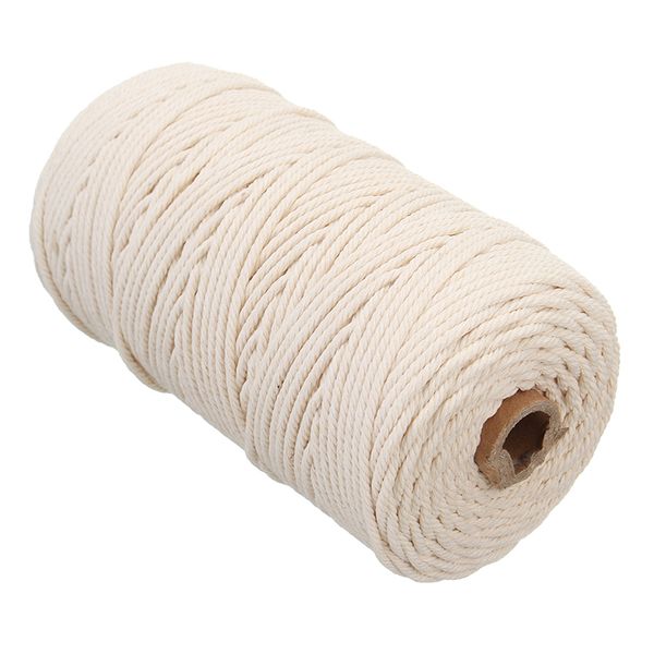 

household cotton rope 3mmx200m cotton twisted cord ropes home diy crafts macrame artisan strings tools, Black;white