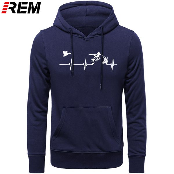 

rem novelty men's cotton new hunt heartbeat print casual fashion o-neck dad gift hoodies, sweatshirts, Black