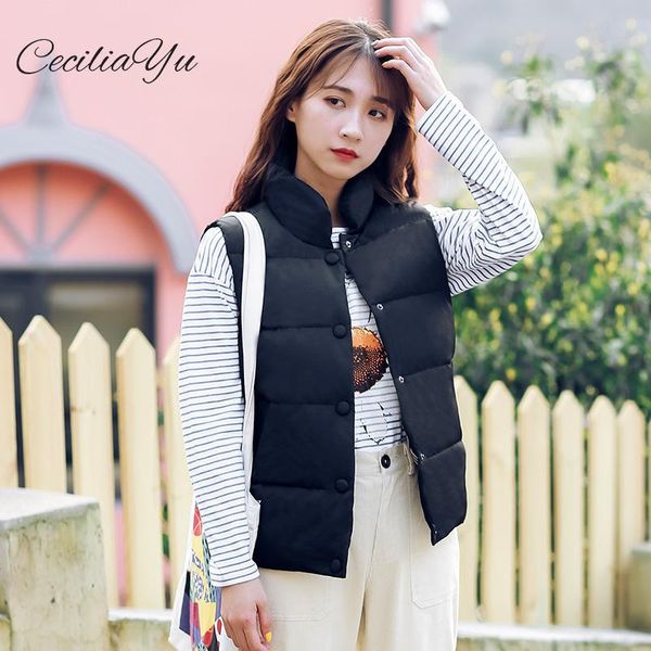 

new white duck down in winter of 2019 women short korean version cocoon-collared down vest womens jackets and coats winter, Black