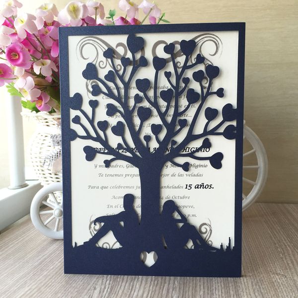 

30pcs pearl paper hollow out wedding invitation cards luxury grand event multicolor invitation card, Black