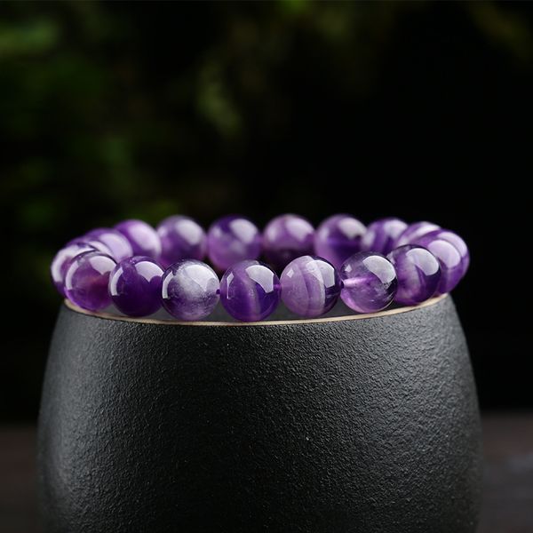 

guaranteed natural amethyst stone beads bracelets for women crystal gemstone fine jewelry bracelet manchette argent, Black