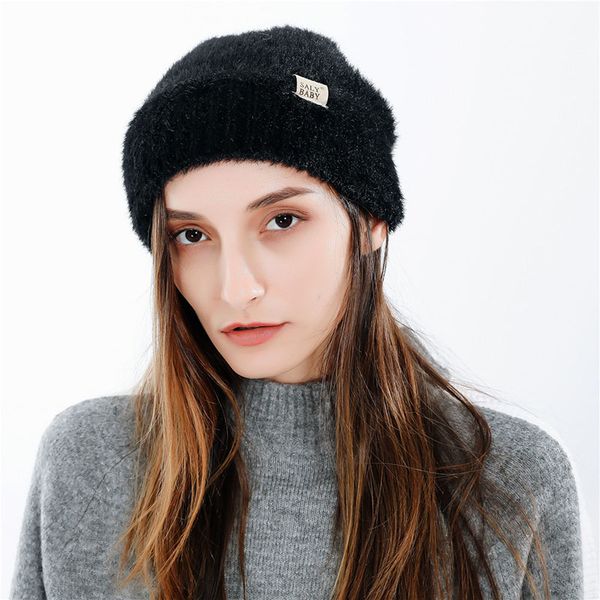 

2019 autumn and winter fashion european and american style personalized cashmere solid color hat warm casual sports cap, Blue;gray
