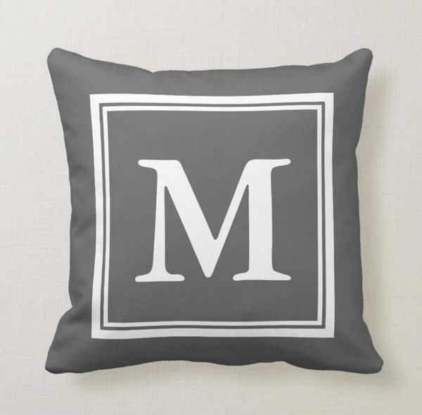 Pillow Case Classy Gray Monogram Throw Pillow Case For Bed Or