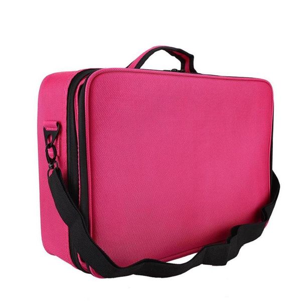 

cosmetic bag three-layer makeups bag large capacity cosmetic box tool with pull-rod box embroidery and beauty articles