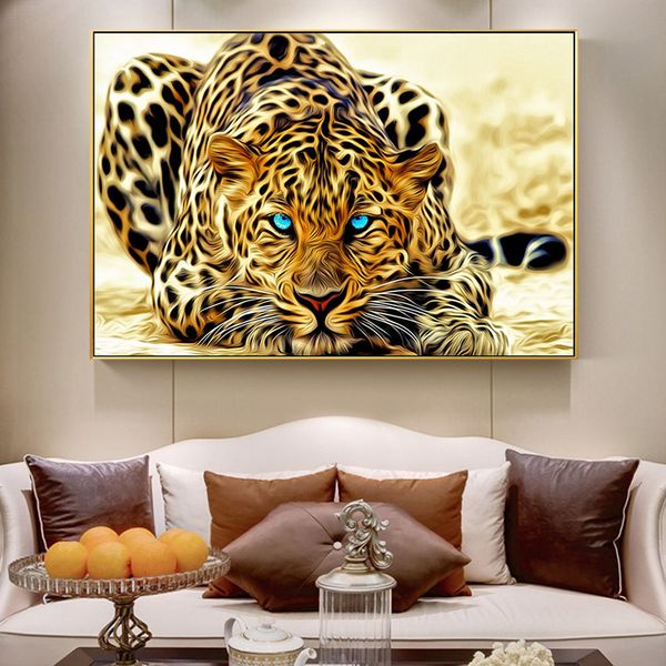 

leopard animal wall art canvas painting wall art for living room home decor (no frame