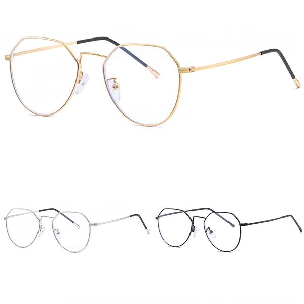 

men myopia women plain mirror tee up to myopia eyeglasses fixing device polygon anti-blue-ray glasses frame stainless steel material, Silver