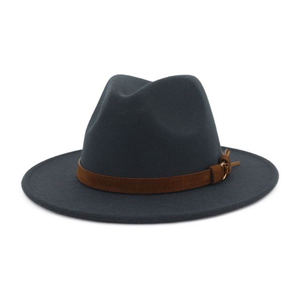 

fashion- formal fedora panama hat fashion women lady wool wide brim casual outdoor jazz cap, Blue;gray