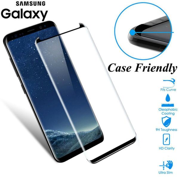 

Case Friendly 3D изогнутые закаленное стекло для Samsung Galaxy S8 S9 Plus Примечание 8 9 S7 Edge малая в