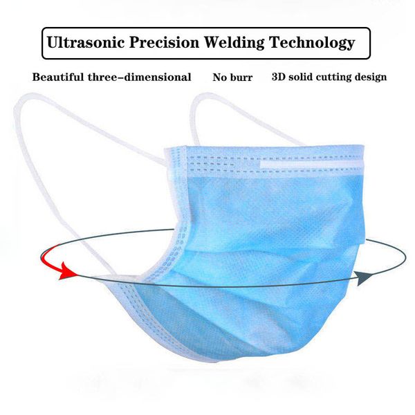 

50-100pcs/bag 3 layer non-woven dust mouth mask thickened disposable face masks fast shipping