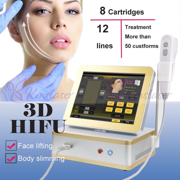 

8 cartridges portable 3d hifu machine home use beauty equipment high intensity focused ultrasound hifu wrinkle removal anti aging face lift