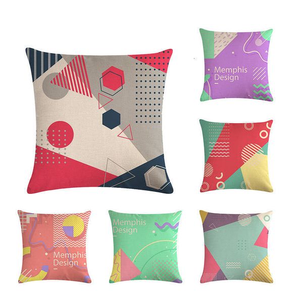

мемфис дизайн чехлы белье хлопок прекрасный геометрический шаблон диван подушка обложка home decor наволочка zy502