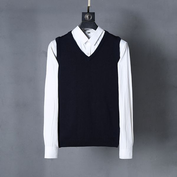 

men small v-neck 100%cotton sweater vests jersey jumper hombre pull homme hiver pullover men knitted sweaters, Black;white