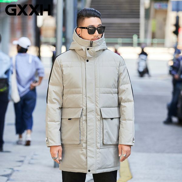 

big size gxxh brand men' large size winter jacket male warm long down coat duck down jacket men oversized coats snow outerwear, Black