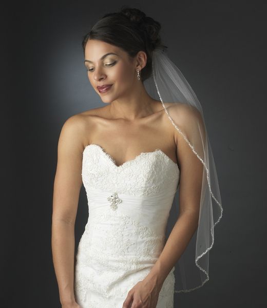 

stylish wrist-length one-layer white ivory champagne purple pink red black beaded edge wedding veils meidingqianna brand bridal veils