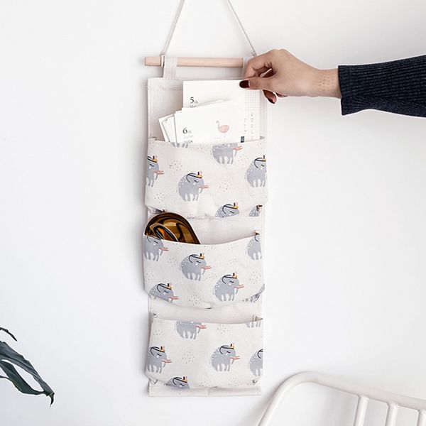 

1pc 20x54cm 3-pockets wall door hanging storage bag printed waterproof closet container home organization bedroom