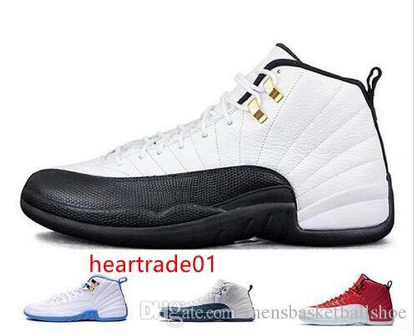 

quality high 12 12s mens basketball shoes sneakers white gym red dark grey basketball shoes taxi blue suede flu game