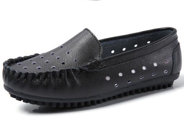 

women's shoes leather non-slip soft bottom women flats casual shoes 1230, Black