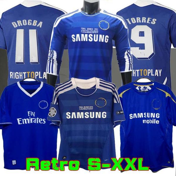 

2011 retro soccer jersey lampard torres drogba 11 12 final terry david luiz mata football shirts camiseta crespo hasselbaink 03 05 06 2004, Black;yellow