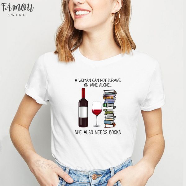 

harajuku vogue женщины tshirt женщина может не выжить женщина вину она одна также нужна книги женских футболок отпечатано футболочка, White