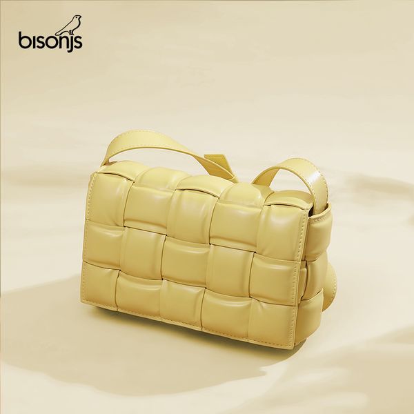 

bisonjs small weave flap bags for women good quality fashion genuine leather shoulder crossbody bag female summer handbags b1988