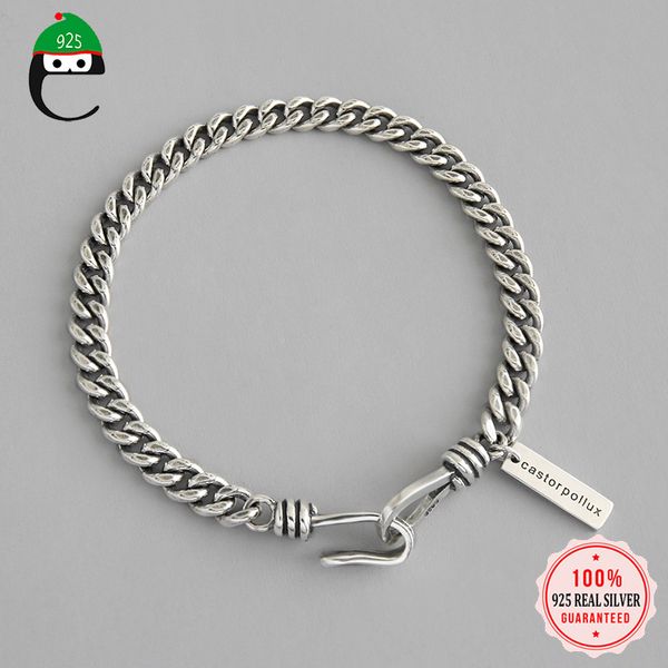 

elfoplatasi fashion genuine 925 sterling thai silver sweet 4mm/5mm width chain bracelet for women wife girls lady gift ds2272, Black