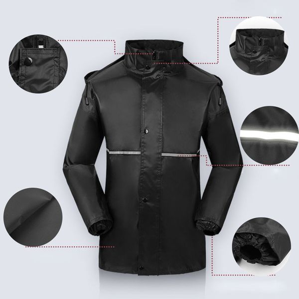 

men women 2 piece set raincoat impermeable rain coat jacket pants suit outdoor camping climbing motorcycle poncho kng88, Tan;black