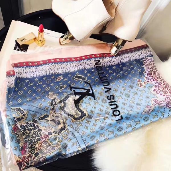 

fashion shawl scarves for women floral print satin silk scarf female 180x90cm long kerchief shawl head scarfs for ladies for summer, Blue;gray