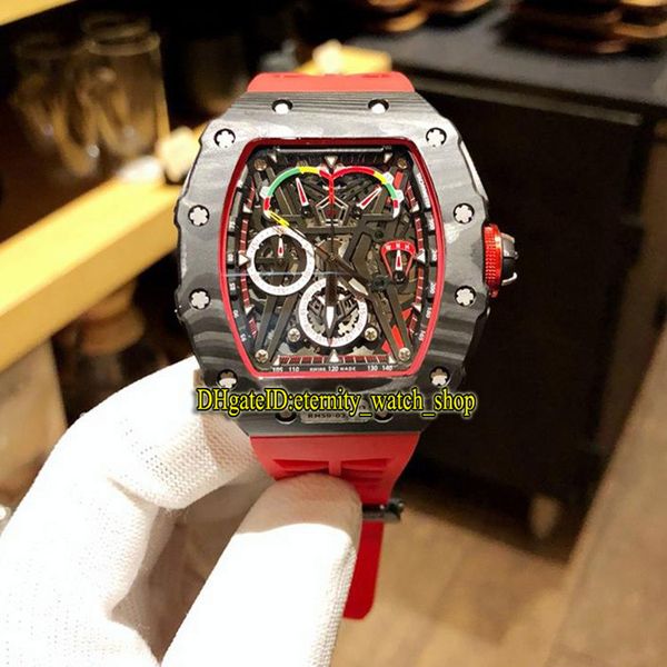 

version rm 50-03/01 mclaren f1 ntpt carbon fiber case skeleton dial japan vk quartz chronograph rm50-03 mens watch rubber sport watches, Slivery;brown