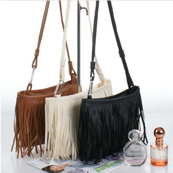 

2020 explosive single shoulder bag female fashion small tassel oblique across pu bag leisure