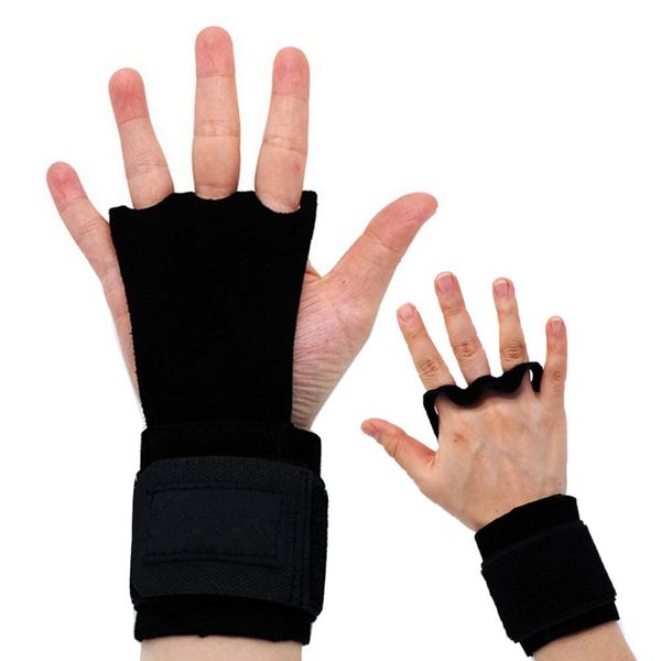 

1 pair hand grip weight lifting gloves full palm protectors mittens for pull ups weight lifting training gym gloves, Black