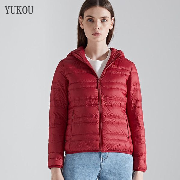 

women duck down coats fashion female white duck down jacket light and large jacket hooded cap version windproof warm, Black