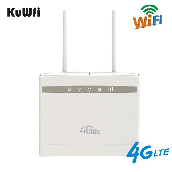

kuwfi 4g wifi router 3g/4g lte cpe router up to 32users 150mbps wireless for home&office with sim card slot&2pcs antennas